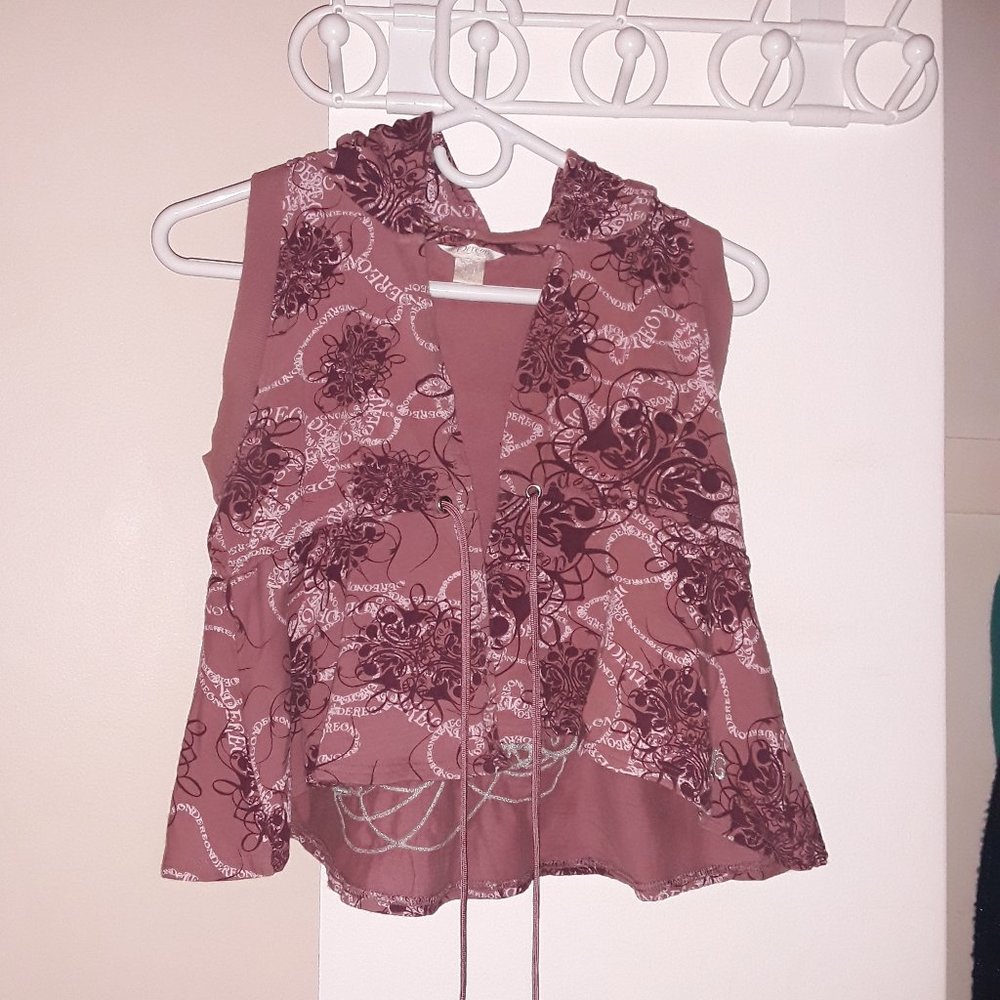 Dereon sleeveless waist-tie up hoodie